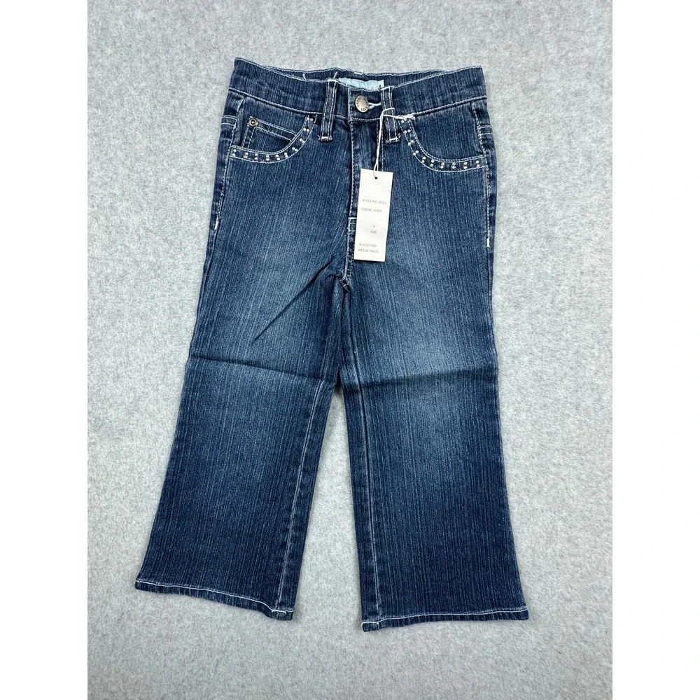 Just Kids Girls Navy Blue Flared Denim Jeans Studded Western Size 4 NWT JT-015
